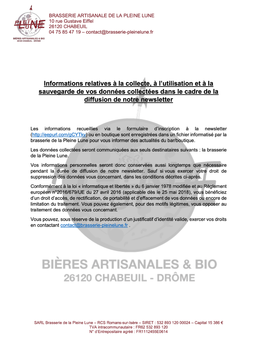 Informations relatives aux données collectées